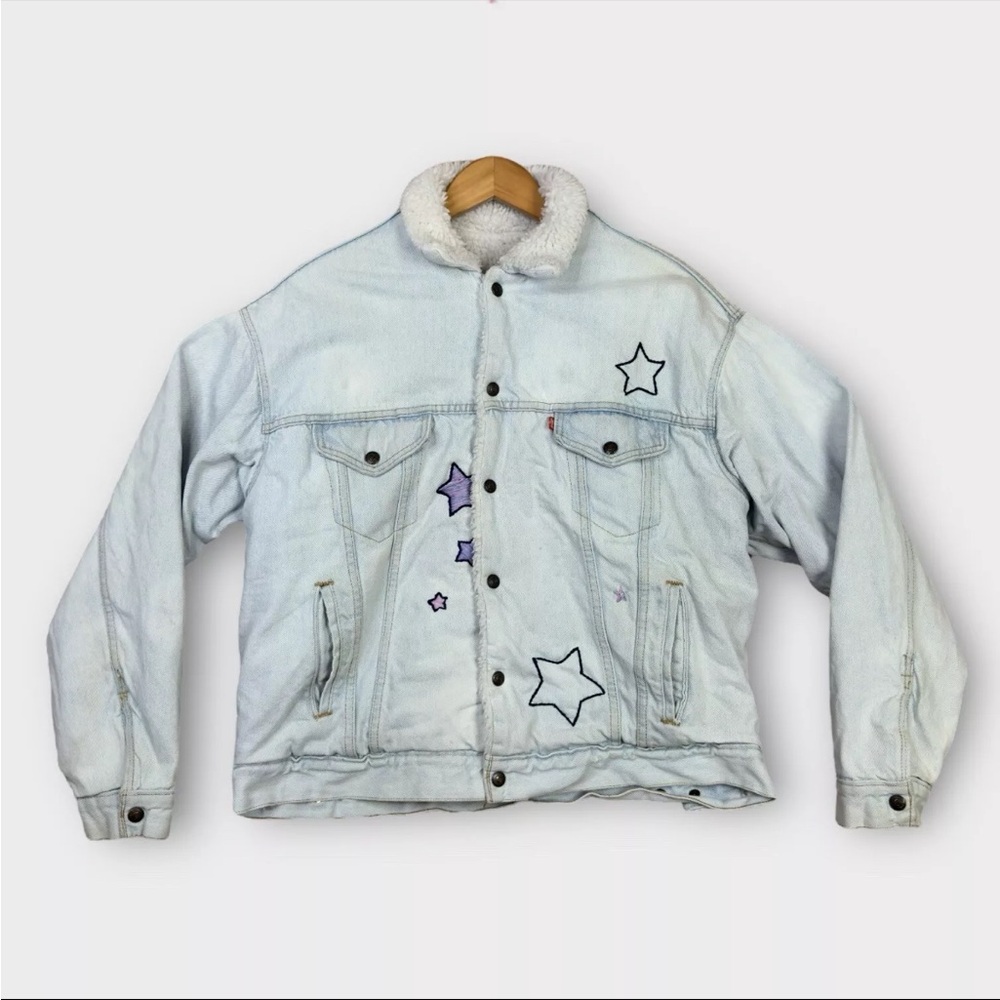 Levi Sherpa Jean Jacket San Francisco Large USA Made 80's Trucker Vintage Levi's